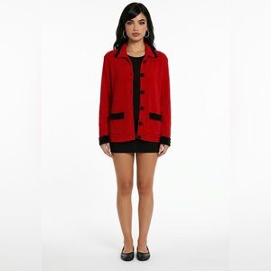 Vintage Unique Knitting Velvety Jacket with beads. Some beads lost on the slee.